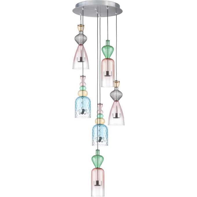 Люстра LIGHTSTAR BELLE 814069 LED 6х8W 3000K алюминий/мультиколор