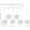 Подвес пятерной линейный LIGHTSTAR EXTRA L5PL721132 5W(led) G9 (721132 - 5 + 572162 -1) золото